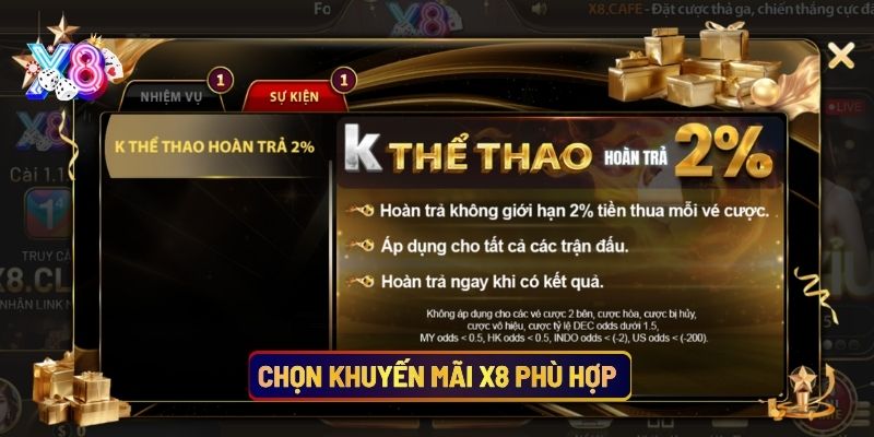 Chọn Khuyến Mãi X8 Phù Hợp