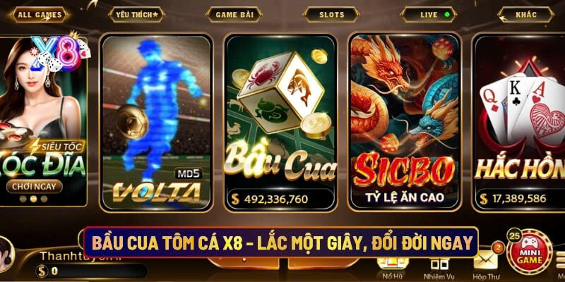 Bầu Cua Tôm Cá X8 - Lắc Một Giây, Đổi Đời Ngay