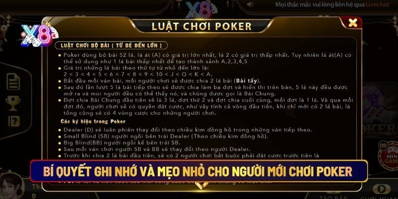 Bí quyết ghi nhớ và mẹo nhỏ cho người mới chơi poker