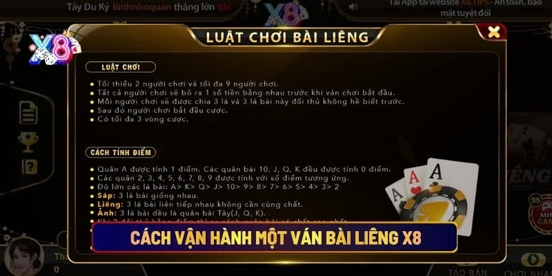 Cách vận hành một ván bài liêng X8