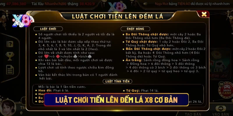 Luật chơi tiến lên đếm lá X8 cơ bản